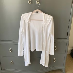 White waffle open sweatshirt with Hood